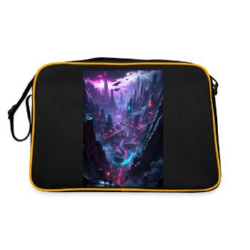 Eine Stadt im Cyberpunk-Tal - Retro Tasche - Schwarz/Gold - Hinten