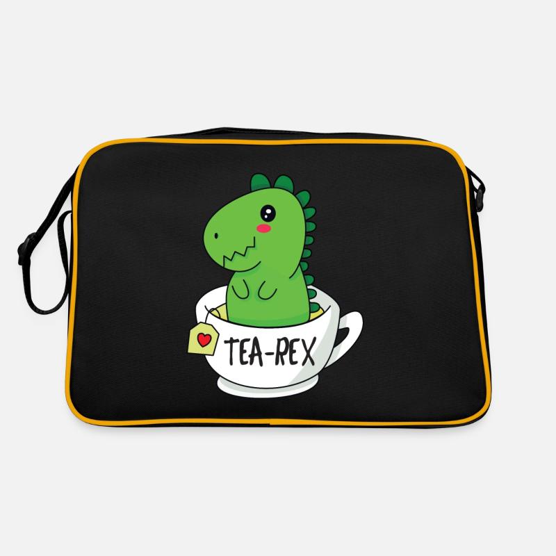 Tea Rex - Retro Tasche - Schwarz/Gold