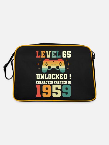 Level 65 Birthday Gamer 65 Years - Retro Bag - black/gold - Back