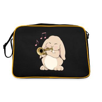 Cute Rabbit Trumpet Player - Retro Bag - black/gold - Back