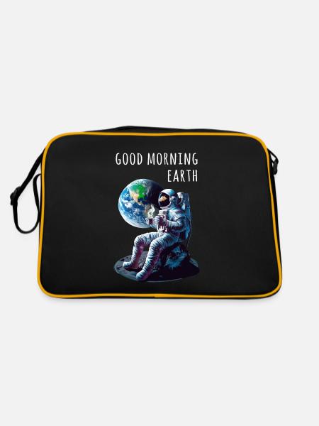 Guten Morgen Erde Astronaut - Retro Tasche - Schwarz/Gold