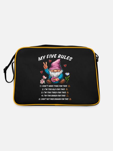 5 rules of a funny gnome - Retro Bag - black/gold - Back