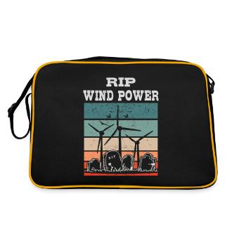 Wind Power RIP, No to Wind Energy - Retro Bag - black/gold - Back