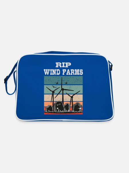 Wind Farms RIP No to Wind Energy - Retro Bag - blue/white - Back