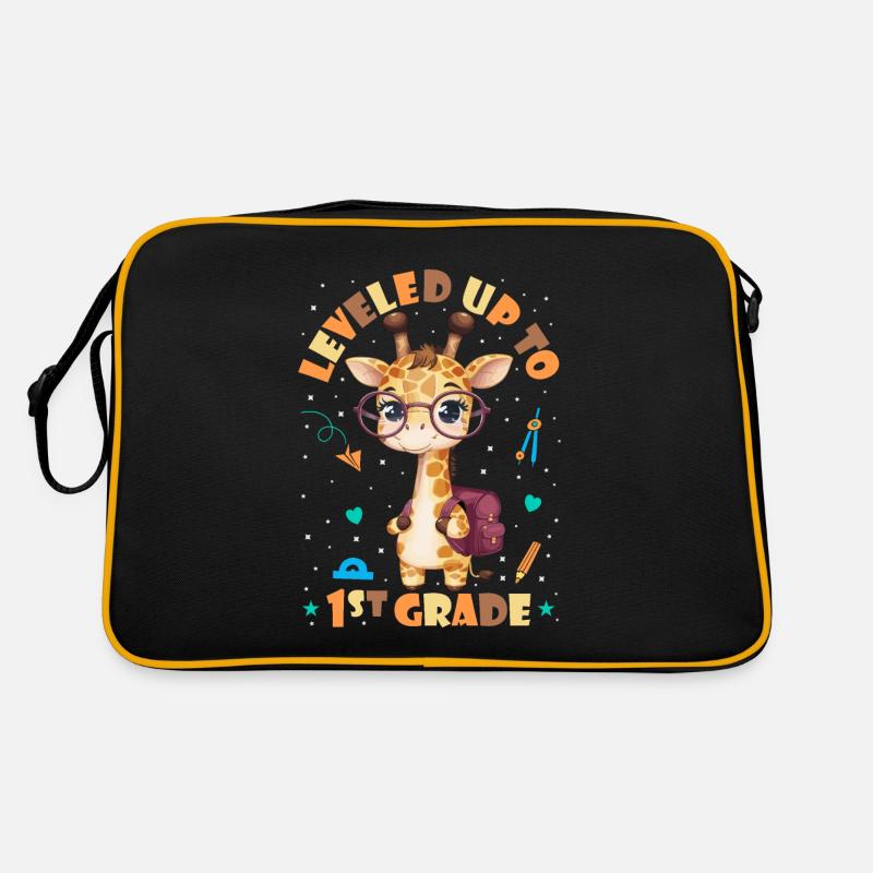 In die 1. Klasse hochgestuft – Lustige Giraffe Retro Tasche