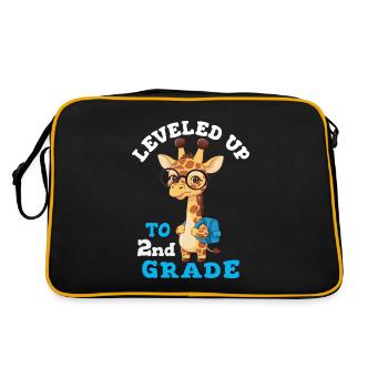 Leveled up to 2nd Grade - Funny Giraffe - Retro Bag - black/gold - Back