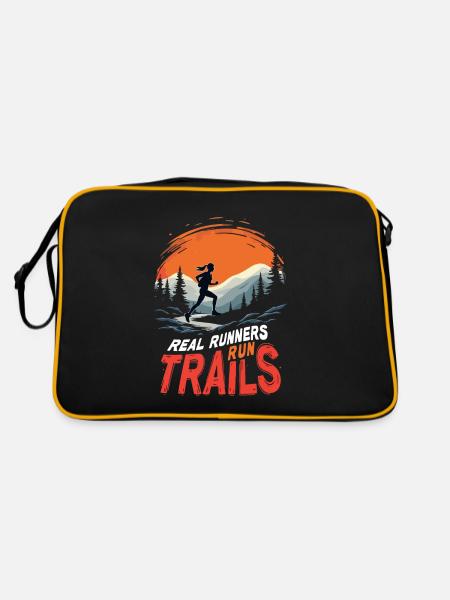 Echte Läufer laufen Trails - Trail Running - Retro Tasche - Schwarz/Gold - Hinten