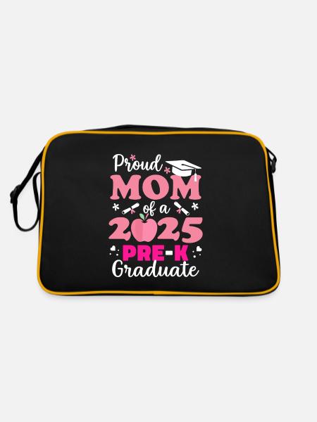 Proud Mom of Pre-K Graduate 2025 - Retro Bag - black/gold - Back