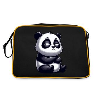 Funny Panda Comic Whimsical Skeptical Bull - Retro Bag - black/gold - Back