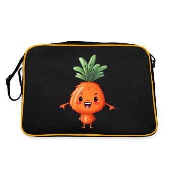 Kawaii Karotte trifft Alien: Weltraum-Gemüse - Retro Tasche - Schwarz/Gold - Hinten