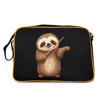 Faultier-Dirigent: Harmonie in Slow-Motion - Retro Tasche - Schwarz/Gold - Hinten
