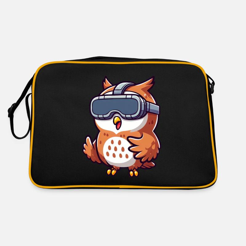 Cute Comic Owl with VR Glasses Virtual Reality Retro Bag