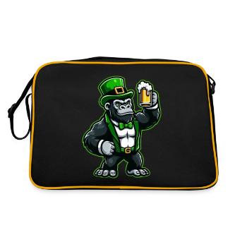 Gorille de Saint-Patrick et bière Cartoon - Sac Retro - noir/or - Dos