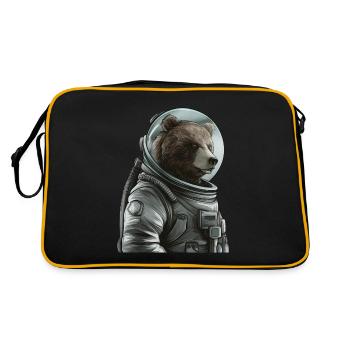 Pensive Brown Bear Astronaut - Retro Bag - black/gold - Back