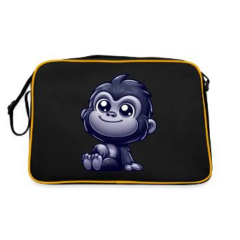 Singe mignon chimpanzé gorille paisible heureux - Sac Retro - noir/or - Dos
