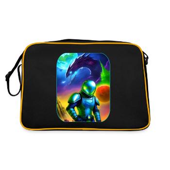 Astronaute avec un dragon extraterrestre dans l’espace - Sac Retro - noir/or - Dos