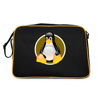 Linux Tux - Retro Tasche - Schwarz/Gold - Hinten