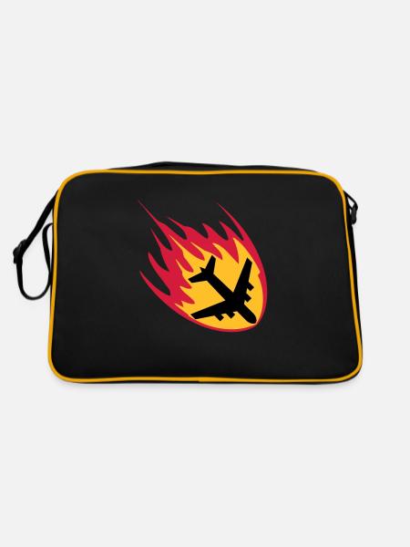 feu flammes graver accident crash accident atterri - Sac Retro - noir/or - Dos