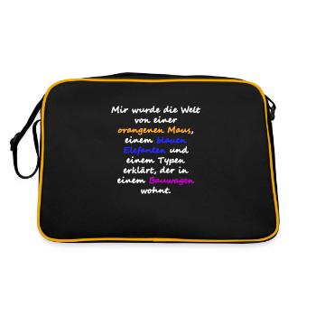 orangene maus weiss - Retro Tasche - Schwarz/Gold - Hinten