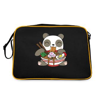 Panda mangeant ramen - Sac Retro - noir/or - Dos