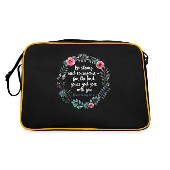 Be Brave and Strong Moses 31 6 Flowers Bible Saying - Retro Bag - black/gold - Back