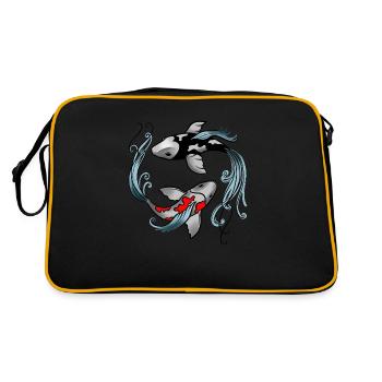 Koi Fisch Yin Yang - Retro Tasche - Schwarz/Gold - Hinten