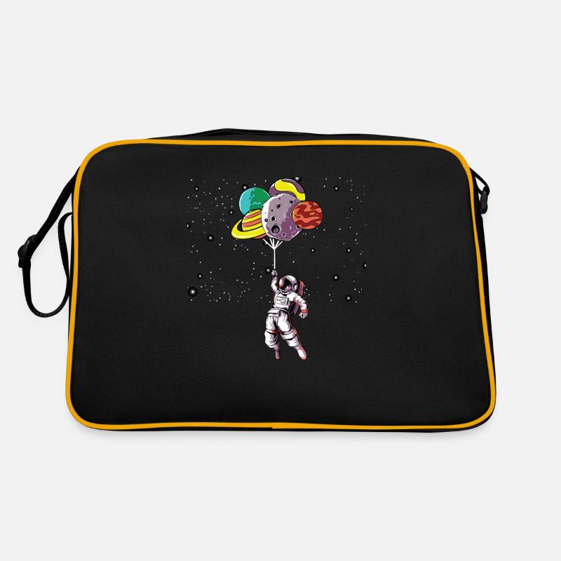 Astronaute avec ballons - Sac Retro - noir/or