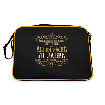 Mitglied Alte Säcke 70 Jahre großartig - Retro Tasche - Schwarz/Gold - Hinten
