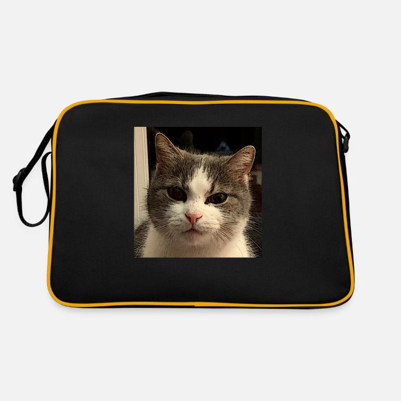 Katzenkopf - Retro Tasche - Schwarz/Gold