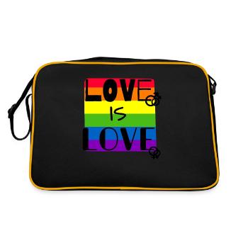 Love is Love - Retro Tasche - Schwarz/Gold - Hinten