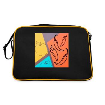 Apfel Peperoni Chili - Retro Tasche - Schwarz/Gold - Hinten
