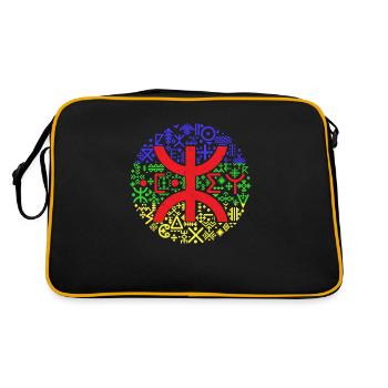MOTIFS AMAZIGH BERBERE Z AMAZIGH DRAPEAU BERBERE - Sac Retro - noir/or - Dos