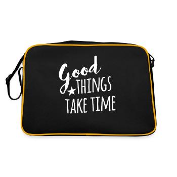 Les bonnes choses prennent du temps - avec lettre de main - Sac Retro - noir/or - Dos