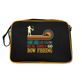 Manche Mädchen gehen fischn, echte Mädchen gehen - Retro Tasche - Schwarz/Gold - Hinten