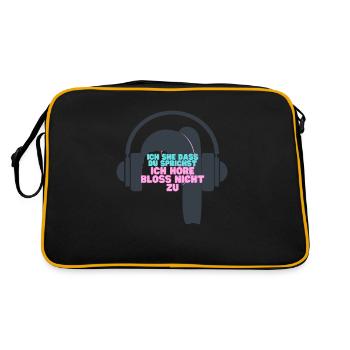 iCH HÖRE NICHT ZU - Retro Tasche - Schwarz/Gold - Hinten