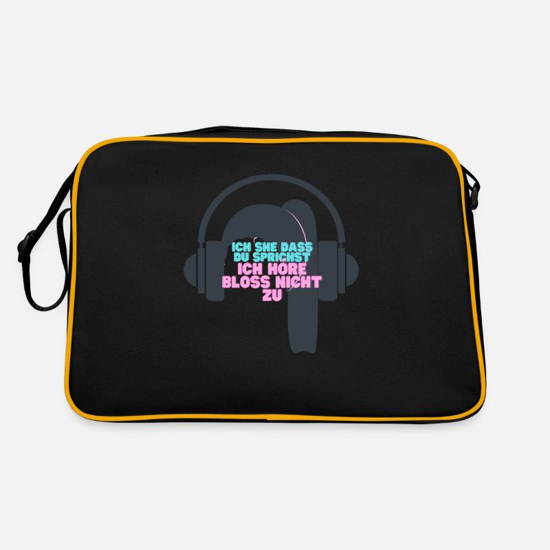 iCH HÖRE NICHT ZU - Retro Tasche - Schwarz/Gold