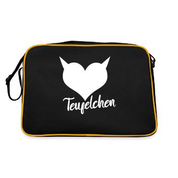 Teufelchen Wort mit Herz Devil - Retro Tasche - Schwarz/Gold - Hinten