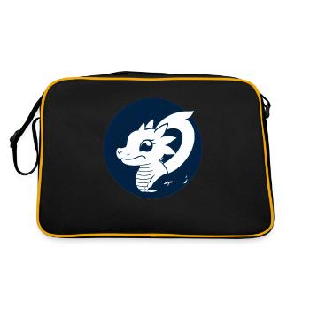 Cartoon Drache Feuer Fantasie Comic Drachen 8 - Retro Tasche - Schwarz/Gold - Hinten
