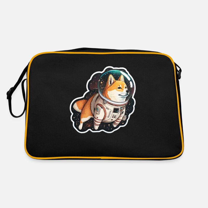 Shiba Inu dans l’espace, drôles de chiens, Spacedoge ! - Sac Retro - noir/or