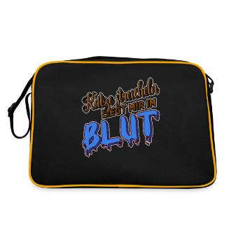 meerkatze katze weihnachten witzig lustiger spruch - Retro Tasche - Schwarz/Gold - Hinten