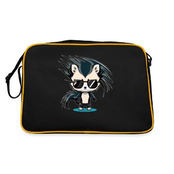 Ein Cooles Stinktier mit Sonnenbrille Comic Look - Retro Tasche - Schwarz/Gold - Hinten