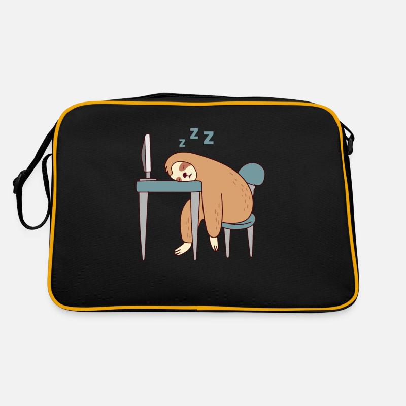 Sloth Working Falling Asleep Lazy Office Tired Retro Bag