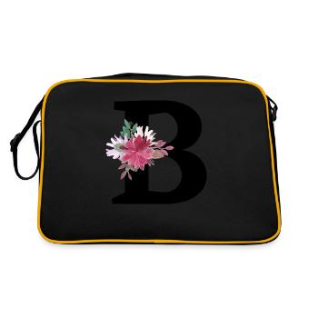 Floraler Buchstabe b - Retro Tasche - Schwarz/Gold - Hinten