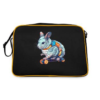 Un beau chinchilla monte sur un scateboard - Sac Retro - noir/or - Dos