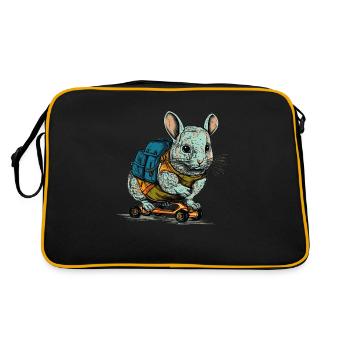 Le Chinchilla Mouse patine avec son skateboard - Sac Retro - noir/or - Dos
