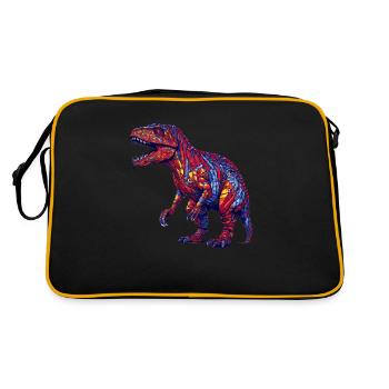 Dinosaurs with bright and bright colors - Retro Bag - black/gold - Back