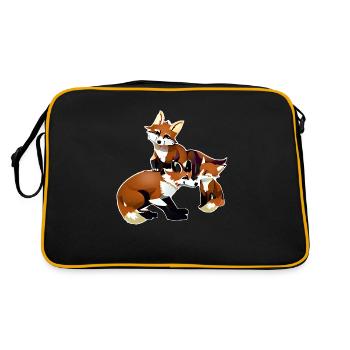 Renard avec des jeunes - Sac Retro - noir/or - Dos