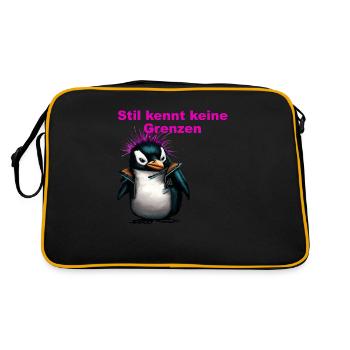 Stil kennt keine Grenzen Punk Pinguine - Retro Tasche - Schwarz/Gold - Hinten