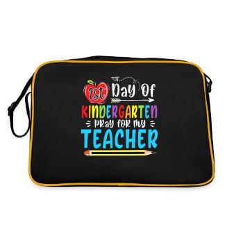 First Day Of Kindergarten Pray For My Teacher Funn - Retro Bag - black/gold - Back