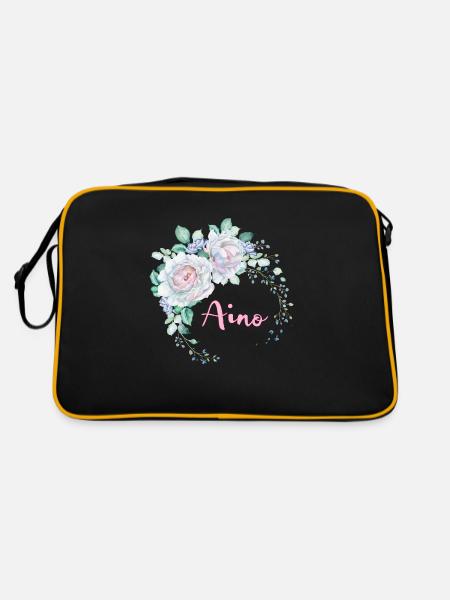 Für Aino - Retro Tasche - Schwarz/Gold - Hinten